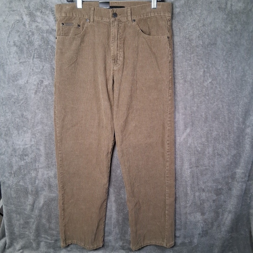 NWT Calvin Klein Jeans Corduroy Pants 33x30 Khaki Olive Straight Leg Casual